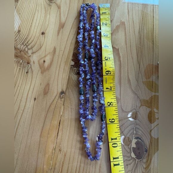 Vintage Genuine amethyst & hematite long necklace - Picture 3 of 7